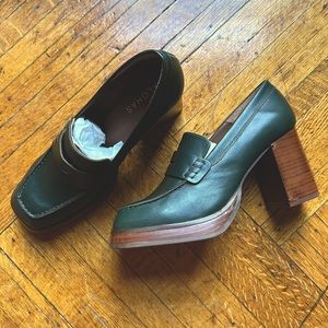 SOLD!!!! Alohas sustainable brand Busy Jade Green heeled loafers size 38 (new)